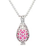 HOUSWEETY Aromatherapy Essential Oil Diffuser Necklace - Drop Locket Pendant,6 Refill Pads