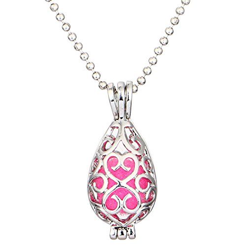 HOUSWEETY Aromatherapy Essential Oil Diffuser Necklace - Drop Locket Pendant,6 Refill Pads