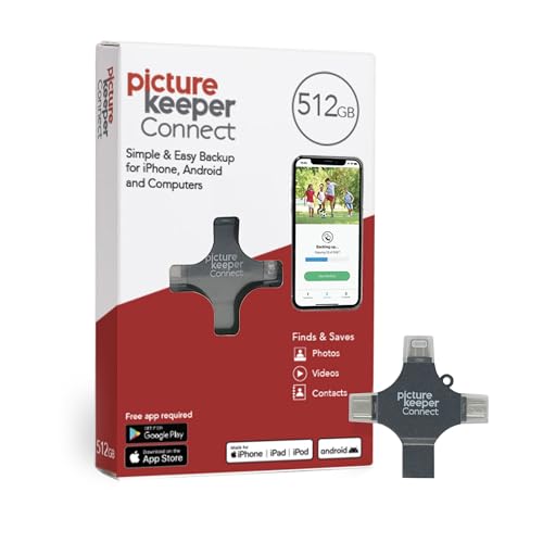 Picture Keeper Connect Photo & Video USB Flash Drive for Apple, Android & PC Devices, 512GB Thumb Drive (Silver, 512GB)