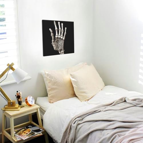 Toile Squelette Main 30x30 cm Déco Murale Sans Cadre pour Bureau - 4