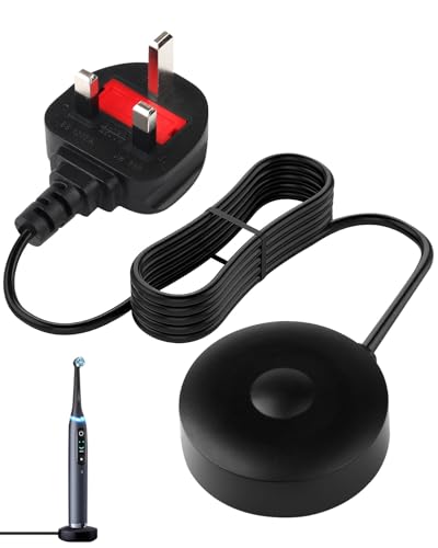 Electric Toothbrush Charger for Oral B iO7 iO8 iO9 Magnetic Charging Base 3768 Model Power Adapter Waterproof Replacement UK Plug for Braun Oral B iO Series 7/8/9 Black