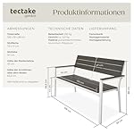 tectake Gartenbank 2-Sitzer Holzoptik Hellgrau/Weiß