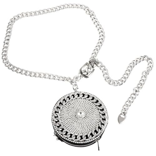 LIFKOME Bolso Bandolera Mini Riñonera de Pu Cadena para Mujer Gemas de Imitación Diseño Único y Funcional para Guardar Objetos en Viajes y Trabajo
