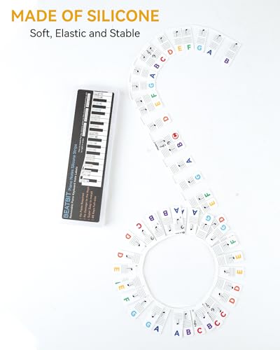 Image of Piano Notes Guide for Beginner, Removable Piano Keyboard Note Labels for Learning, 88-Key Full Size, Made of Silicone, No Need Stickers, Reusable and Comes with Box (Rainbow Colors）