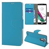 N Newtop - Funda compatible para LG G4, HQ Lateral Funda Libro Flip Cierre Magnético Billetera Simil Cuero Stand (Azurro)