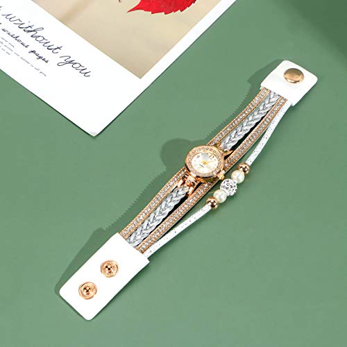 NICERIO Relógio de Pulso Feminino Trançado de Quartzo com Pulseira Analógica Criativa de Strass para