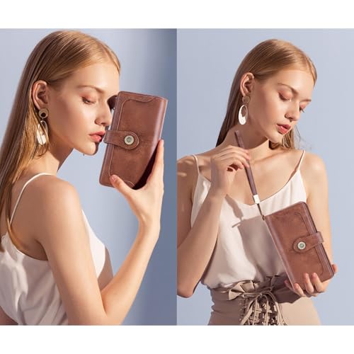 Image of FALAN MULE Wallets for Women Trifold Wristlet Wallets Large Capacity RFID Blocking Ladies Purse Credit Card Holder
