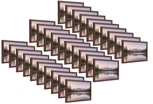 Image of 4x6 Inch Wooden Photo Frame | Fits 4x6 Photos | 0.5 mm Unbreakable Acrylic Front | Wall & Tabletop Display | Lightweight Gallery Style Frame for Home & Office (30, Rich Brown)