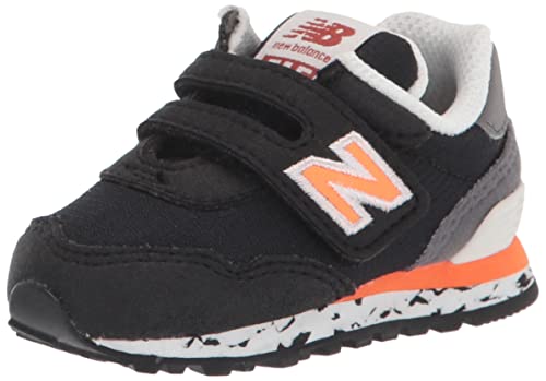 New Balance Kid's 515 V1 Hook and Loop Sneaker, Black/Vibrant Orange, 4 M US Infant (0-12 Months)