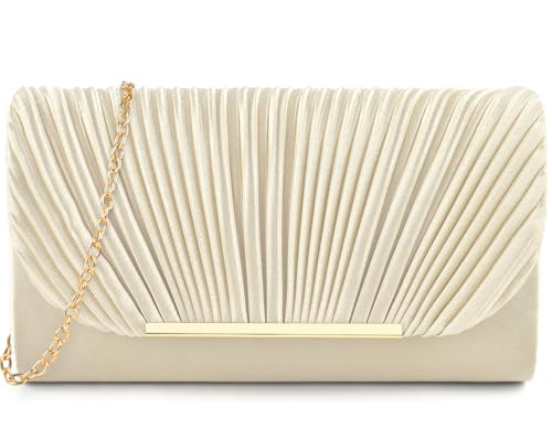 TINDTOP Clutch Purses for Women Evening Handbags for Formal Wedding Party Cocktail Prom Crossbody Shoulder Envelope Bag (Apricot)