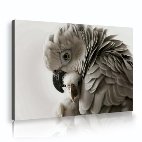 Art mural cacatoès blanc YUNART grand tableau 65x100 pour habiller un mur vide