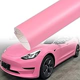 AuMoHall Matte Pink Car Vinyl Wrap Film Charming Pink Satin Finish Self Adhesive DIY Car Body Film for Vehicle Interior Exterior Decoration, 59.84' x 7.87'
