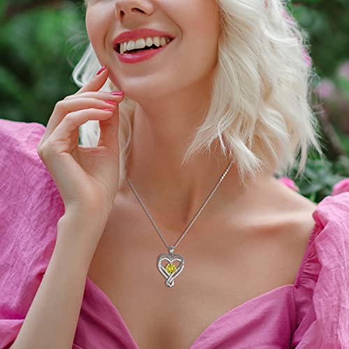 Jewelry For Women Wife Infinity Heart Birthstone Necklaces 932 Sterling Silver Necklace For Girls Mom Women's Diamond Pendant Gifts For Her Valentines Day Mother’s Day Christmas Birthday Anniversary Aug #TOP2