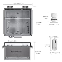 EYPINS Wasserdichter Verteilerkasten IP67, Anschlussdose Wasserdicht ABS Kunststoff Gehäuse außen Steckdosenkasten, Schaltkasten, Stromkasten mit Montagezubehör 15x15x9cm | Transparent Schaltschrank – Ansicht 3