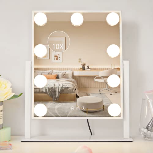 NUSVAN Vanity Mirror with Lights, Makeup Mirror with Lights,3 Color Lighting Modes Detachable 10X Magnification Mirror Touch Control,360°Rotation, White. by NUSVAN - Image 8