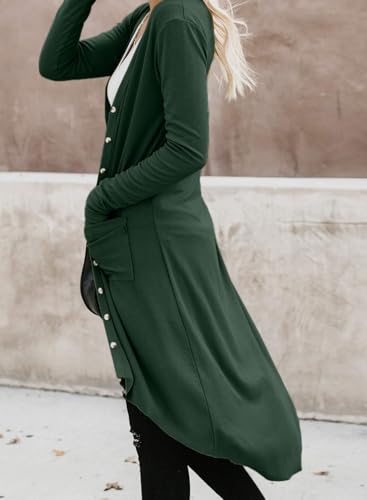 Image of Alaster Queen Women's Open Front Cardigan Button Down High Low Hem Knitted Cardigan Outwear with Pockets