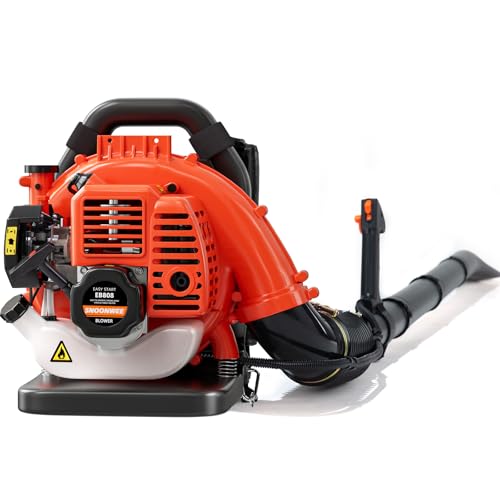 Snoonwee Backpack Leaf Blower Gas Powered – Commercial 52cc 2-Stroke Engine, 200 MPH & 550 CFM Heavy Duty Blower for Lawn Care, Debris & Snow (A808-2)
