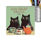 Katzen Tee Kalender, 2026 Lustiger Wandkalender Mit Katzenmotiven, 12 Monatiger Planer Für Familie Kinder Lehrer Innenräume Schulklassen Büros Zuhause Kühlschrank Feiertage