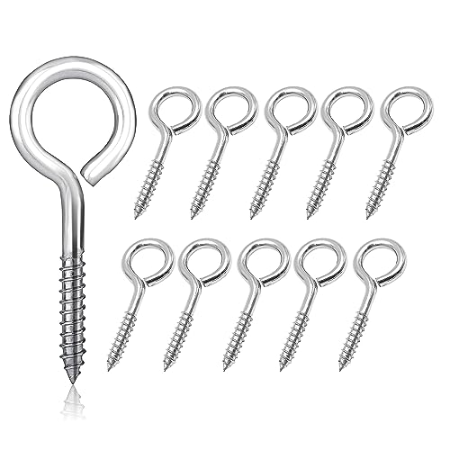 ANBOWEI Ojales de Tornillo M6 x 82 mm - 10 piezas Ganchos de Tornillo Hembrillas Cerradas Pernos de Ojos Atornillables Cancamos Grandes Ganchos Cancamos y Alcayatas por Hamacas Cestas Colgantes
