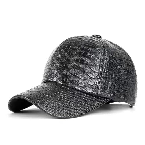 DCDCD Autumn Winter Cap PU Leather Baseball Cap Men Hat Casquette Gorras para Hombre Trucker Cap(Nero)