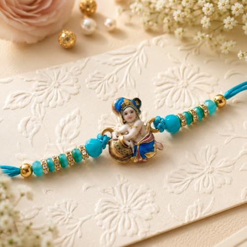 Image of rakhi gift | Rakhi for Brother | Premium Raksha Bandhan Gift Combo with Fridge Magnet, Roli Chawal & Card | Rakhi Gift Hamper Raksha Bandhan Gift |Gift Pack
