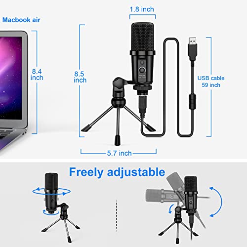 Image of Link Dream USB Microphone, USB Plug & Play PC Computer Condenser Mic for Streaming, Recording, Podcast, Voice Over, YouTube, Twitch, Zoom, Compatible with PC, Laptop, Desktop