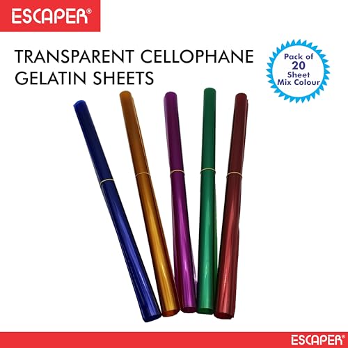 Image of ESCAPER Transparent Cellophane Gelatin Sheets (Mix Colors - 19x29 Inch - 20 Sheets pack) Gift Wrapping for Hampers, Baskets, Bouquets, DIY Crafts & Decorative Packing