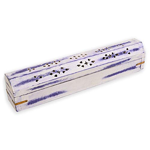 2-Pack White Washed Blue Wood Incense Box Burner 12" #TOP1