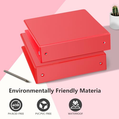 ViVin 2 Inch Round Ring View Binder for Durability, Standard 3 Ring Binder for 450 Sheets of US Letter Size Paper, PVC-Free, 6-Pack (Red) by ViVin - Image 4