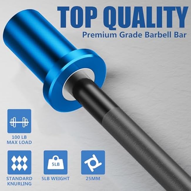 5LB Mini Barbell Bar Beginner Women Kid Barbell Total Body Workout Weighted Bar,for Strength Training, for Youth Children New Weightlifting