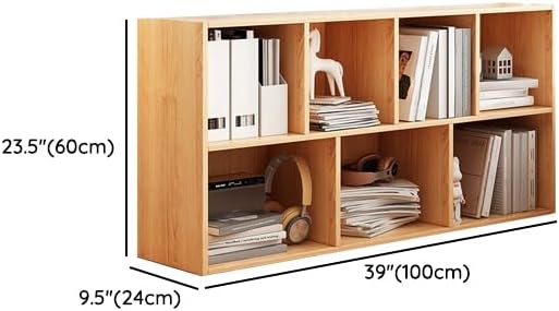 LITFAD Wood Modern Cube Bookcase with Closed Back and Multiple Shelves Floor Storage Cabinet for Home Office Study Room Library - Natural 39.4" L x 9.4" W x 23.6" H