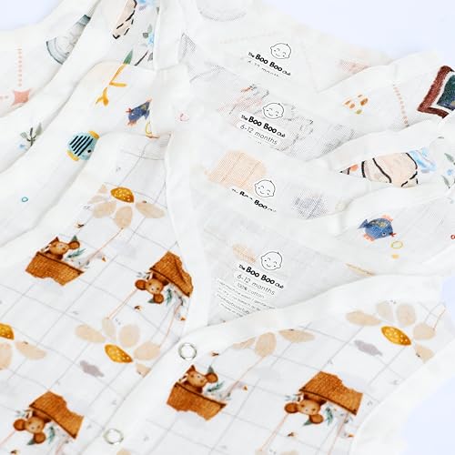 Image of The Boo Boo Club Organic Cotton Baby Jhabla | Pack of 4 Newborn Sleeveless Jabla | Newborn Infant Summer Wear | Soft & Breathable Muslin Fabric | Easy Button Closure Vest