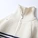 Boys Girls Half Zip Striped Sweaters Loose Long Sleeve Cozy Knitted Kids Pullover Stand Collar Jumper Tops for 5-14 Years