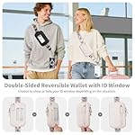 Clip and Go Strap for Phone with Wallet Crossbody Phone Lanyard with Anti-Theft Zipper Pouch Detachable Quilted Wrist Wallet with RFID and ID Window for Daily Travel. Apricot Large - Image 5