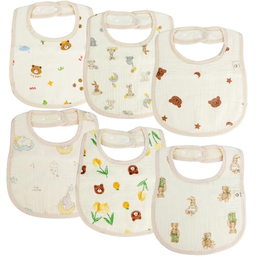 Image of ROMASA Muslin Baby Bibs,Cotton Baby Bandana Drool Bibs for Child,Absorbent Newborns Infant Burp Cloths for Teething Drooling