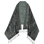 Umjetnost Womens Soft Silky Pashmina Rave Scarf Paisley Pattern Pashmina Shawl Wrap with Fringes - Image 2