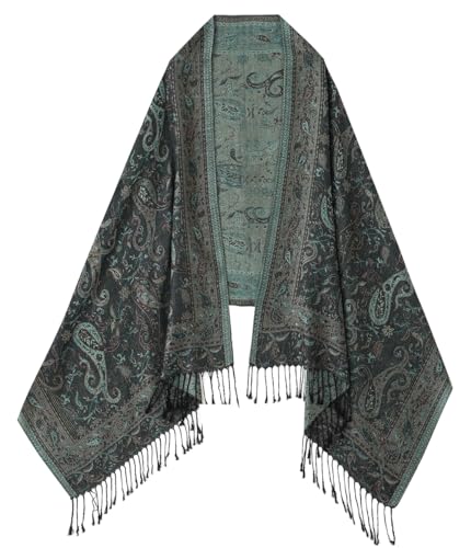 Umjetnost Womens Soft Silky Pashmina Rave Scarf Paisley Pattern Pashmina Shawl Wrap with Fringes2