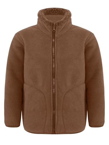 Hansber Kids Girls Boys Zipper Closure Winter Coat Long Sleeve Warm Outerwear Casual Sherpa Fleece Jacket