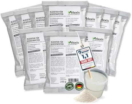 Veluxis Tapetenkleister für Vliestapeten – 10er-Großpackung für 300 m² | Fleckenfrei und korrigierbar, in 10 Min. gebrauchsfertig