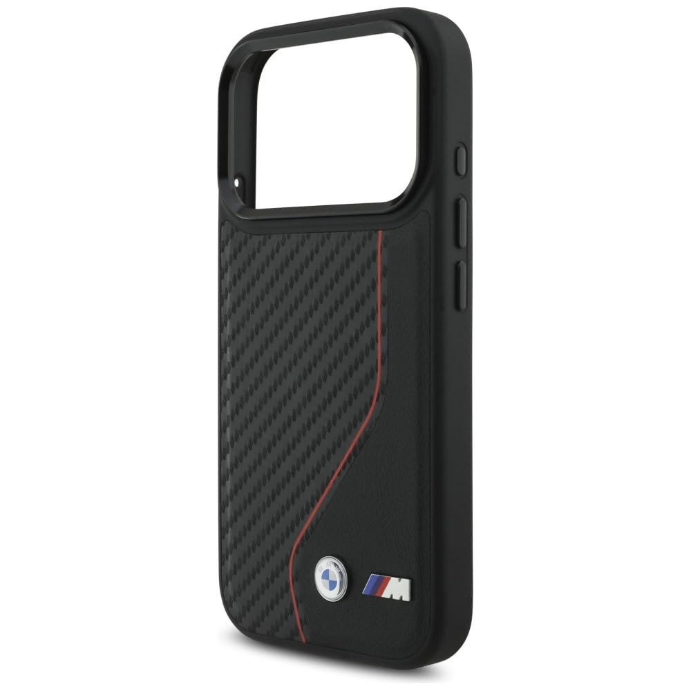 CG Mobile BMW M Carbon Line & Logo Compatible avec Mag Safe Coque pour iPhone 17 Pro (Rouge)