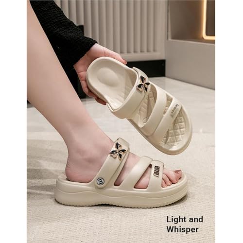 Shower Slippers Summer Thick-soled Butterfly Women's Outdoor Beach Shoes Casual Indoor ls-off White-38-393