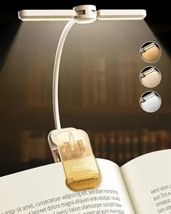 enclize Reading Light, Rechargeable Book Light for Reading in Bed, 180?Adjustable Light Head- Eye Caring 3 Color Temperature & Stepless Dimming, Ideal for Reading Lovers