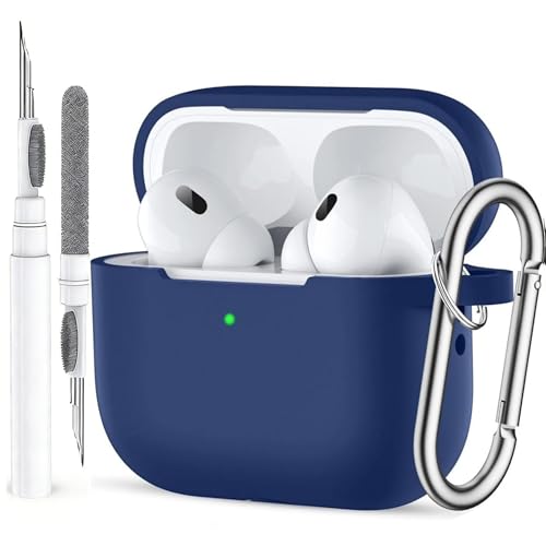Case for Airpods Pro 2/1 Gen Cover for Men Women Girl, Compatible Airpods Pro 2nd/1st Generation Case, Soft Silicone Apple iPod Pro Gen Protective Cover Skin with Keychain Cleaner Pen,Midnight Blue