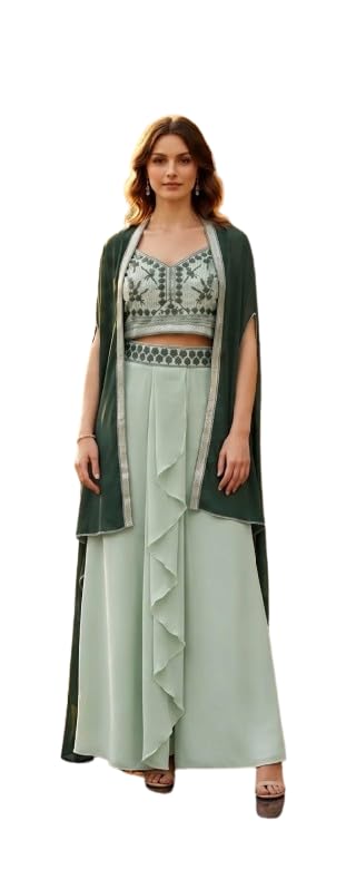 Premium Quality Green Party Lehenga for Women-image-20