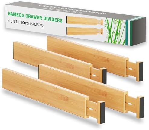BAMEOS Drawer Dividers kitchen Organization Bamboo Utensil Organi...