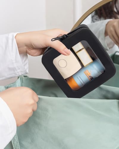Small Clear Makeup Bag for Women, Mini Silicone Pouch Travel Cosmetic Case Waterproof Clear Make Up Pouch Purse with Zipper Cute Toiletry Bags for Traveling Car Organizer Travel Essentials (Black)3