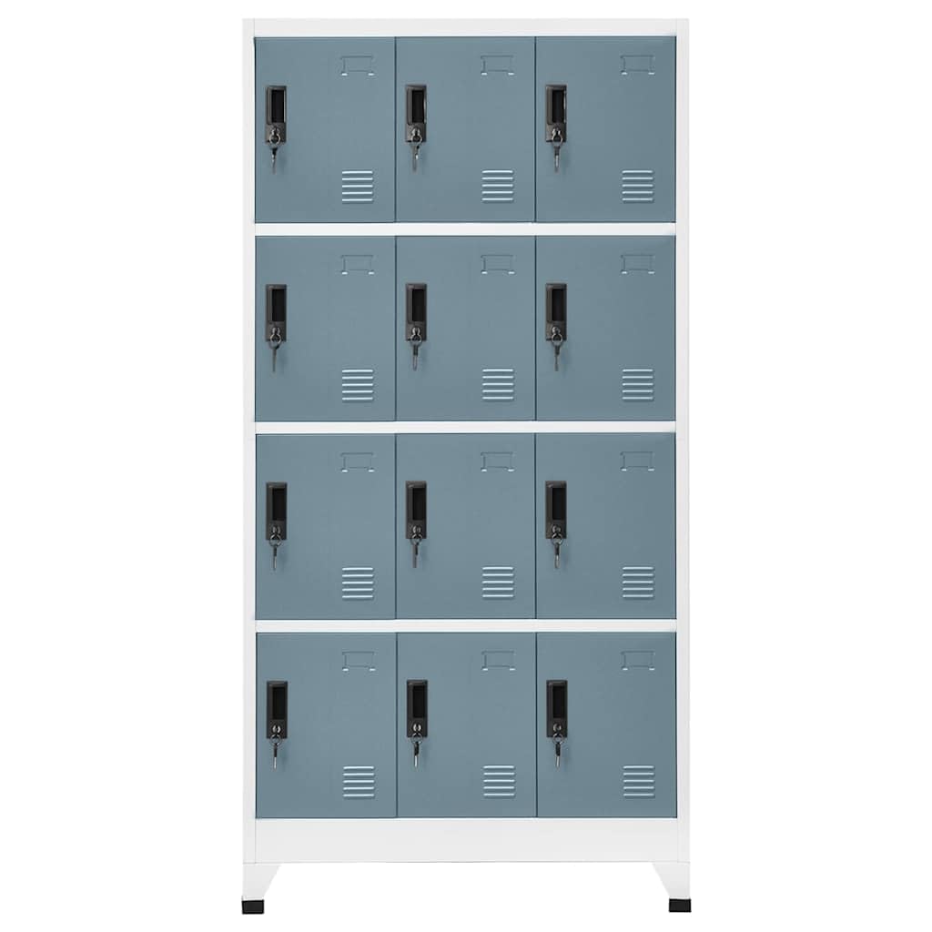 Metall Schließfachschrank 12 Fächer 90x45x180 cm Spind Schrank