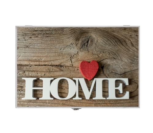 LEKE GO Tapa Contador de luz o cubrecontador electricos de Madera Home Corazon Rojo de 46x6x32 cm, Cubre Contador para Entrada Pasillo (Home Corazon Rojo)