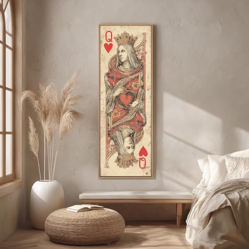 Affiche vintage Cœurs en toile 55x110cm avec cadre intérieur pour déco murale