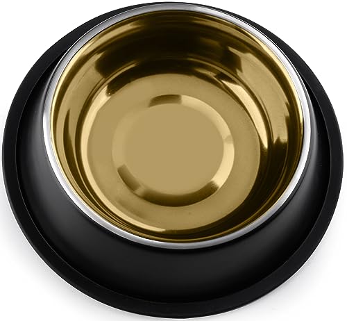 STILGUT Aluminium Feeding Bowl for Dogs and Cats 0.7 L, Dog Bowl, Cat Bowl, Water Bowl - Black/Gold, 700 ml - Image 2